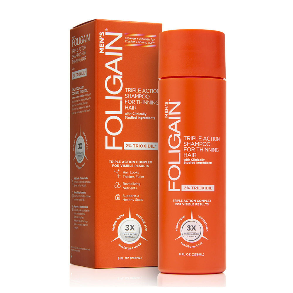 Foligain Mens Triple Action Shampoo For Thinning Hair, 8 Oz